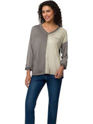 Heine Bluzka w kolorze szaro-beżowym rozmiar: 42. Szare bluzki damskie Heine, bez wzorów, bez kołnierzyka, bez ramiączek. Za 60.88 zł.