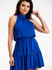Sukienka Model A580 Blue - awama. Niebieskie sukienki damskie Awama, bez wzorów, z bawełny, bez ramiączek. Za 278.53 zł.