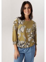 Aniston Bluzka w kolorze oliwkowo-kremowym rozmiar: 44. Brązowe bluzki damskie Aniston, bez wzorów, bez kołnierzyka, bez ramiączek. Za 173.99 zł.