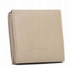 Portfel skórzany Rovicky R-23-26-LFN beżowy. Brązowe portfele damskie ROVICKY, bez wzorów, ze skóry. Za 49.99 zł.