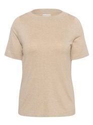 KAFFE curve Sweter w kolorze beżowym rozmiar: L. Brązowe swetry klasyczne damskie KAFFE curve, l, z wiskozy, bez kołnierzyka. Za 159.95 zł.