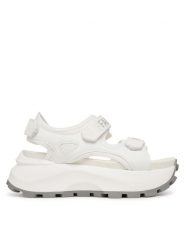 Buffalo Sandały Manhatten SND 1602368 Biały. Białe sandały damskie Buffalo, bez wzorów, z materiału, bez obcasa, na płaskiej podeszwie, bez zapięcia. Za 389.99 zł.