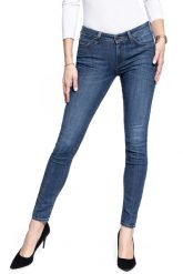 SPODNIE DAMSKIE LEE SKINNY SCARLETT DARK ABERDEEN L526SIMX 112111907. Rurki damskie Lee, bez wzorów, z jeansu. Za 199.99 zł.