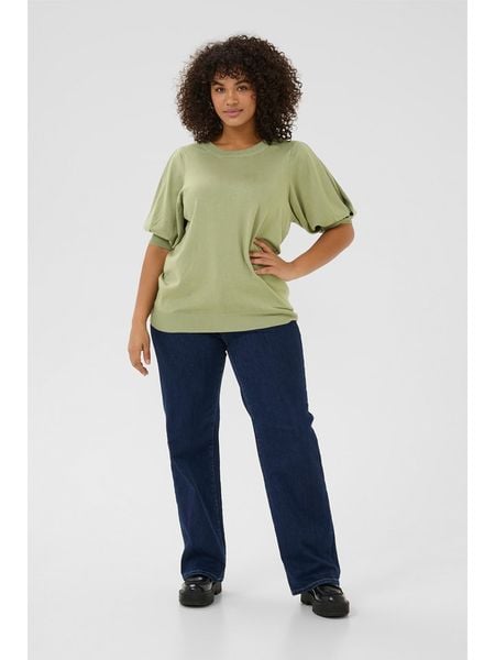 KAFFE curve Sweter w kolorze zielonym rozmiar: S. Zielone swetry klasyczne damskie KAFFE curve, s, bez kołnierzyka. Za 65.54 zł.