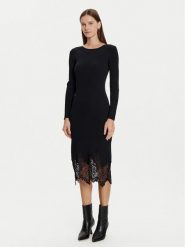 Morgan Sukienka dzianinowa 242-RMSIKA Czarny Slim Fit. Czarne sukienki damskie Morgan, bez wzorów, z dzianiny, bez ramiączek. Za 289.99 zł.