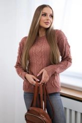 Sweter z warkoczowym splotem ciemno różowy. Czerwone swetry klasyczne damskie KESI, l, z jeansu, bez kołnierzyka, plus size. Za 150.97 zł.