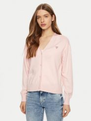 Guess Jeans Sweter W4BR16 Z3HO2 Różowy Regular Fit. Czerwone swetry klasyczne damskie Guess Jeans, m, z jeansu, bez kołnierzyka. Za 219.99 zł.