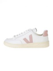 Veja Skórzane sneakersy "V 12" w kolorze biało-jasnoróżowym rozmiar: 36. Białe obuwie sportowe damskie Veja, bez zapięcia. Za 373.35 zł.