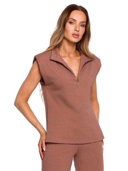 Made of emotion Bluzka w kolorze brązowym rozmiar: M. Brązowe bluzki damskie Made Of Emotion, m, bez wzorów, bez kołnierzyka, bez ramiączek. Za 96.83 zł.