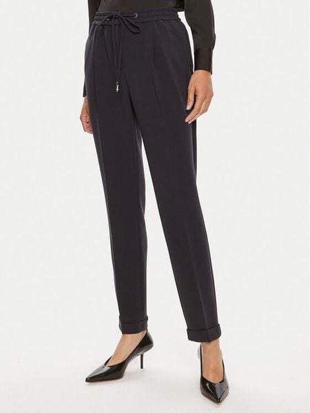 Boss Spodnie materiałowe Tariyanah 50490039 Granatowy Regular Fit. Niebieskie spodnie materiałowe damskie Boss, bez wzorów, z materiału. Za 499.99 zł.