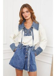 Joséfine Sweter "Calvi" w kolorze kremowo-niebieskim rozmiar: M. Brązowe swetry klasyczne damskie Joséfine, m, bez kołnierzyka. Za 222.41 zł.