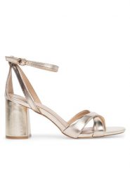 Sergio Bardi Sandały WYL3402-8Z-SB Złoty. Żółte sandały damskie Sergio Bardi, bez wzorów, ze skóry, bez obcasa, na słupku, bez zapięcia. Za 299.99 zł.