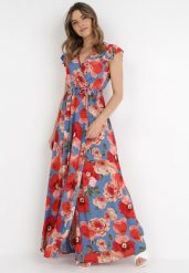 Niebieska Sukienka Lalaera. Niebieskie sukienki damskie Born2be, bez wzorów, z materiału, bez ramiączek. Za 139.99 zł.