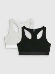 4F Biustonosz bawełniany z niskim wsparciem (2-pack) damski - multikolor XS. Biustonosze sportowe damskie 4F, bez wzorów, z bawełny. W wyprzedaży za 59.99 zł.