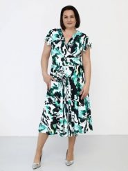 Sukienka Model Lamira Ecru/Green - Jersa. Zielone sukienki damskie Jersa, bez wzorów, z materiału, eleganckie, bez ramiączek. Za 599.65 zł.