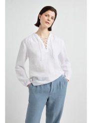 Josephine & Co Bluzka "Juliet" w kolorze białym rozmiar: 36. Białe bluzki damskie Josephine & Co, bez wzorów, ze lnu, bez kołnierzyka, bez ramiączek. Za 239.99 zł.