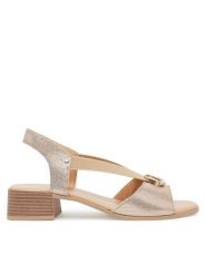 Go Soft Sandały RST-6088-05 Złoty. Żółte sandały damskie GO SOFT, bez wzorów, z nubiku, bez obcasa, na słupku, bez zapięcia. Za 169.99 zł.