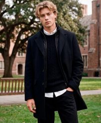 Superdry Tailored Two-in-One Town Coat płaszcz wełniany slim czarny. Czarne płaszcze damskie Superdry, l, bez wzorów, z materiału, bez kaptura. Za 798.50 zł.