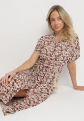 Brązowa Sukienka Bawełniana Koszulowa we Wzór Paisley Aelluria. Brązowe sukienki damskie Born2be, bez wzorów, z bawełny, bez ramiączek. W wyprzedaży za 46.74 zł.