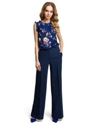 Made of emotion Spodnie w kolorze granatowym rozmiar: XXL. Niebieskie spodnie materiałowe damskie Made Of Emotion, bez wzorów, z materiału. Za 164.99 zł.