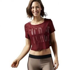 Koszulka sportowa damska Reebok Cardio Mesh Tee. Czerwone koszulki sportowe damskie Reebok, xs, bez wzorów, z meshu, bez ramiączek. Za 123.00 zł.