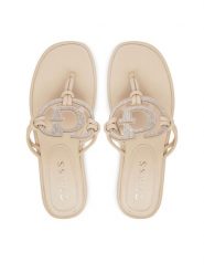 Guess Japonki FLJSM2 SAT21 Beżowy. Brązowe klapki damskie Guess, z aplikacjami, ze skóry, bez obcasa, bez zapięcia. Za 589.99 zł.