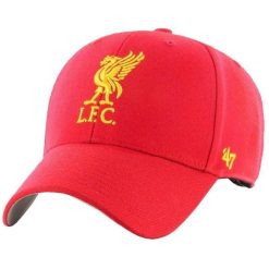 Czapka Baseballowa Liverpool FC. Czerwone czapki z daszkiem damskie 47 Brand, bez wzorów. Za 151.99 zł.