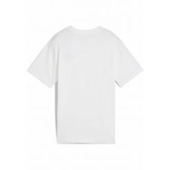 Młodzieżowa luźna koszulka ESS z małym logo No. 1 PUMA White. Biała bluzki damskie Puma, m, bez wzorów, prążkowane, bez kołnierzyka, bez ramiączek. Za 79.00 zł.