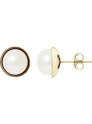 Pearline Złote kolczyki-wkrętki "Prestige" z perłami rozmiar: onesize. Białe kolczyki damskie Pearline, z perłą, złote. Za 904.99 zł.