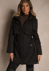 Czarna Kurtka Typu Parka z Kapturem o Klasycznym Kroju Tulania. Czarne parki damskie Renee, l, z jeansu, z kapturem. Za 219.99 zł.