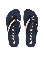 Tommy Hilfiger Japonki Crochet Summer FW0FW09417 Granatowy. Niebieskie klapki damskie Tommy Hilfiger, bez wzorów, z materiału, bez obcasa, bez zapięcia. Za 169.99 zł.