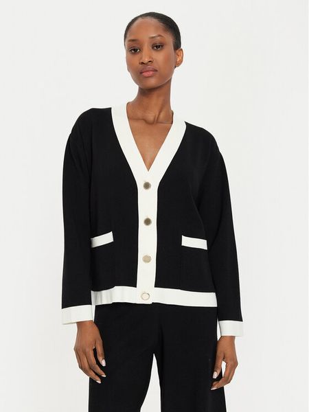 Kontatto Kardigan 3M0258 Czarny Regular Fit. Czarne kardigany damskie Kontatto, m, bez wzorów, z wiskozy. Za 449.99 zł.