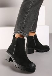 Czarne Botki Sztyblety na Obcasie Ozdobione Suwakiem Terisettis. Czarne botki damskie Born2be, eleganckie, bez obcasa, na obcasie, bez zapięcia. Za 129.99 zł.