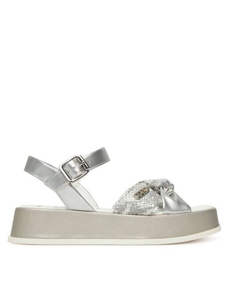 Liu Jo Sandały You 751 4A5727 EX072 Srebrny. Szare sandały damskie Liu Jo, bez wzorów, ze skóry, bez obcasa, na płaskiej podeszwie, bez zapięcia. Za 649.99 zł.