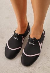 Czarno-Różowe Wsuwane Buty Sportowe do Wody z Elastyczną Cholewką Vetilore. Czarne obuwie sportowe casual damskie Renee, bez zapięcia. Za 49.99 zł.