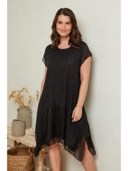 Curvy Lady Lniana sukienka w kolorze czarnym rozmiar: 40/42. Czarne sukienki damskie Curvy Lady, bez wzorów, ze lnu, klasyczne, bez ramiączek. Za 154.07 zł.