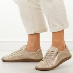 Złote skórzane półbuty damskie barefoot M.Daszyński Ol38-4. Żółte półbuty damskie M.Daszyński, na jesień, bez wzorów, z jeansu, bez obcasa, na płaskiej podeszwie, bez zapięcia. W wyprzedaży za 206.10 zł.