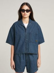 G-Star Koszula dżinsowa w kolorze granatowym rozmiar: XL. Niebieskie koszule damskie G-Star, xl, bez wzorów, z bawełny, retro, bez kołnierzyka, bez ramiączek. Za 165.99 zł.