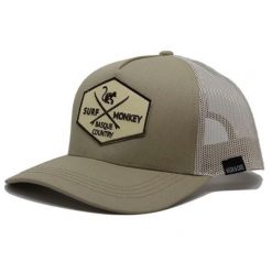 Czapka Trucker - 5 Paneli / Z Recyklingu (Beżowy/Kaki). Zielone czapki damskie SURF MONKEY, z aplikacjami. Za 159.95 zł.