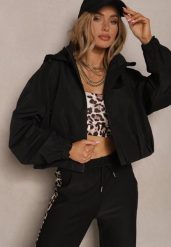 Czarna Kurtka w Stylu Streetwear z Kapturem Oversize Nativiona. Czarne kurtki damskie Renee, l, bez wzorów, z jeansu, z kapturem. Za 179.99 zł.