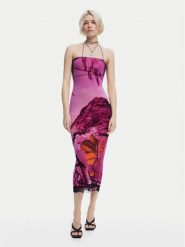 Desigual Sukienka letnia Lakecomo 25SWVK39 Różowy Slim Fit. Czerwone sukienki damskie Desigual, bez wzorów, z syntetyku, bez ramiączek. Za 349.99 zł.