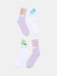 Prążkowane skarpetki 4 pack Care Bears - wielobarwny. Skarpetki damskie Sinsay, bez wzorów, prążkowane. Za 12.99 zł.
