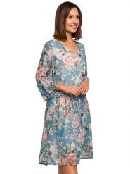 Stylove Sukienka w kolorze turkusowym ze wzorem rozmiar: XXL. Niebieskie sukienki damskie Stylove, bez wzorów, bez ramiączek. Za 227.45 zł.