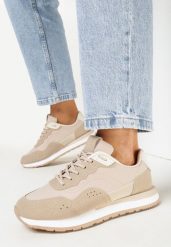 Ciemnobeżowe Sneakersy na Piankowej Podeszwie Dejana. Brązowe obuwie sportowe damskie Born2be, bez zapięcia. Za 44.99 zł.