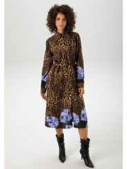 Aniston Sukienka w kolorze karmelowo-niebieskim rozmiar: 38. Brązowe sukienki damskie Aniston, bez wzorów, z tkaniny, bez ramiączek. Za 74.28 zł.