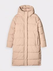 4F Płaszcz puchowy w kolorze beżowym rozmiar: M. Brązowe płaszcze damskie 4F, m, bez wzorów, z puchu, bez kaptura. Za 252.94 zł.