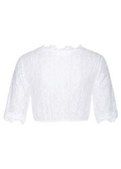 Bluzka koronkowa w ludowym stylu. Białe bluzki damskie bonprix, bez wzorów, z koronki, bez kołnierzyka, bez ramiączek. Za 147.99 zł.