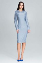 Szara Wyjściowa Prosta Sukienka z Lejącym Dekoltem. Szare sukienki damskie Figl, bez wzorów, z elastanu, biznesowe, bez ramiączek. Za 279.00 zł.