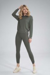 Legginsy z Marszczoną Nogawką - Oliwkowe. Zielone legginsy damskie Figl, s, bez wzorów, z dresówki. Za 179.00 zł.