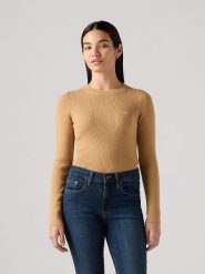 Levi´s Sweter w kolorze beżowym rozmiar: L. Brązowe swetry klasyczne damskie l, bez kołnierzyka. Za 127.35 zł.